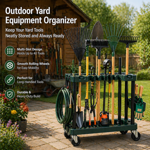 Chariot de rangement pour outils de jardin avec roulettes pratiques pour le rangement en atelier - Product Image 5