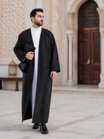 YSYL Manteau Abaya Ouvert pour Hommes Musulmans, en Faux Daim et Polyester, Brodé, Ample et Épais, pour la Prière Quotidienne