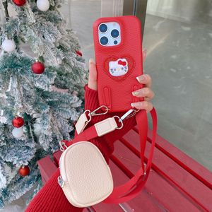 Dễ Thương Kitty Mèo Mô Hình Trường Hợp Điện Thoại Với Dây Đeo Crossbody Và <span class=keywords><strong>Mini</strong></span> Ví, Chống-Mùa Thu PU Da Bìa Đối Với iPhone 17 16 15 14 Pro Max - Product Image 6