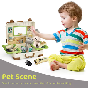 Juguete de Veterinario de Moda <span class=keywords><strong>para</strong></span> Niños, Juego de Simulación de Cuidado de Mascotas, Juego de Alimentación y Aseo de Cachorros, Maleta de Juego <span class=keywords><strong>para</strong></span> Niños - Product Image 2