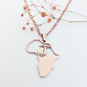 MUSE Pendentif de <span class=keywords><strong>carte</strong></span> d'Afrique Design de mode <span class=keywords><strong>Carte</strong></span> d'Afrique ANKH Symbole Cadeau de <span class=keywords><strong>carte</strong></span> Collier pour bijoux unisexes - Product Image 2