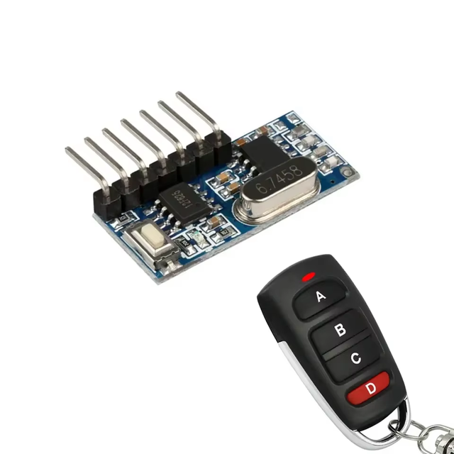 433 Mhz RF Remote Control Transmitter and 433mhz RF Relay Receiver Switch Module Wireless Switch 4 CH Output Control Switch