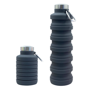 Bouteille d'eau pliable en silicone de couleur unie personnalisée 700 ML, bouteille d'eau pliable en silicone sans fuite, gobelet pliable - Product Image 5