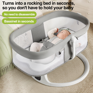 Berceau électrique pour bébé 5 en 1 avec panneau tactile intelligent, 10 berceuses, minuterie et télécommande pour apaiser les nouveau-nés et les aider à s'endormir en douceur - Product Image 3