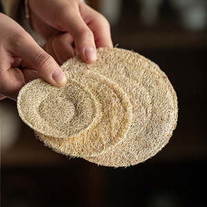 Tapis rond en loofah pour théière, isolation thermique, absorption d'eau, accessoire pour cérémonie du thé - Product Image 1