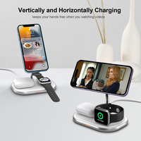 Station de charge sans fil 3-en-1 rapide 20W avec support magnétique pour téléphone et écouteurs, port Type-C