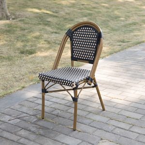Color de bambú diseñador francés apilable de mimbre al aire libre <span class=keywords><strong>silla</strong></span> en negro <span class=keywords><strong>gris</strong></span> negro - Product Image 2