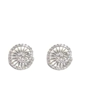 Phóng Xạ Quay Cuồng Lấy Cảm Hứng Từ Sáng Tạo Thiết Kế 14K White Gold Bất Vòng Kim Cương Đồ Trang Sức Mỹ Stud Bông Tai Cho Phụ Nữ Sử Dụng Hàng Ngày