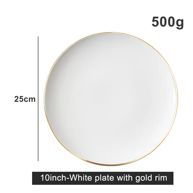 Wholesale Customize Bone China Supplier Gold Rim Charger Plates Glazed Round White Plate for Wedding Hotel Tableware