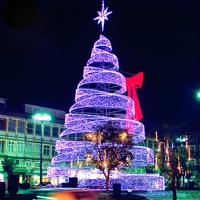 Grande Décoration Lumineuse LED Spirale Blanche pour Arbre de Noël, Étanche IP44, Idéale pour Éclairage Extérieur Jardin, Centre Commercial, Parc, Place, Événements
