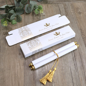 Invitations de <span class=keywords><strong>d</strong></span>éfilement de mariage personnalisées avec photos imprimées, boîte de marquage à chaud en feuille <span class=keywords><strong>d</strong></span>'or, plusieurs couleurs disponibles - Product Image 2