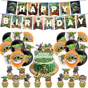 Cartone animato di alta qualità Cool <span class=keywords><strong>Star</strong></span> Yoda guerra tema festa di compleanno decorazioni Set con palloncini Banner decorazione per bambini - Product Image 1