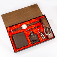 IStapromo Cadeaux Coffret Cadeau de Luxe Homme Ceinture + Portefeuille + Cravate + Parfum + Montre à Quartz + Stylo Montre-Bracelet Masculine Tendance
