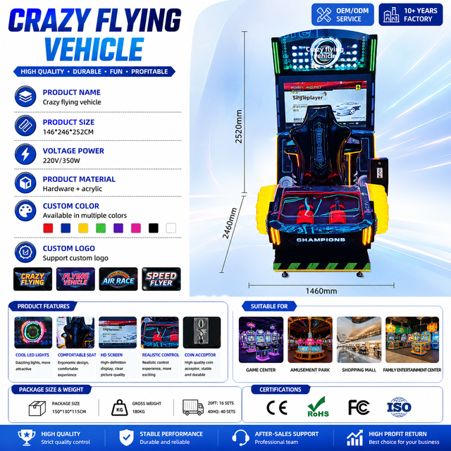 Interactive 3D Video Car Racing Simulator Steering Wheel Coin Operated Drive Crazy Theme Arcade Driving Simulator Machine