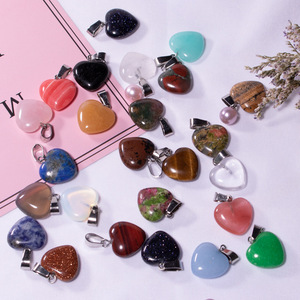 Collier pendentif cœur pêche 16 * 6 mm, pendentif cœur en agate rose, cadeau pour couples, Saint-Valentin, vente en gros - Product Image 3
