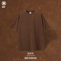 T-shirt Homme 2025 – Marque Tendance Style Rétro Américain – Effet Vieilli Délavé Flocon de Neige – Manches Courtes Couleur Unie Coupe Ample 100% Coton