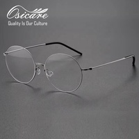 Gafas de Metal Redondas de la Marca Lunette, Modelo Bestseller, Montura de Titanio de Tamaño Mediano para Hombre, Diseño de Marca