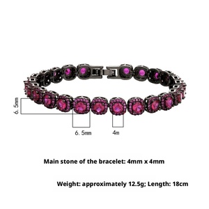 High Quality Fashion Jewelry Eco-friendly Copper Black Gold Plated 4MM Red Zircon Vintage Bangles for Retro Glamour - Product Image 2