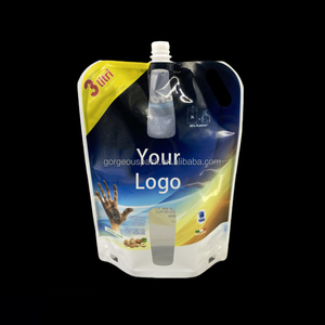 Custom Printed White Black Drink Juice Reusable Food Spout Pouch Plastic <b>Liquid</b> Packaging Stand Up Pouch With Suction - Product Image 1