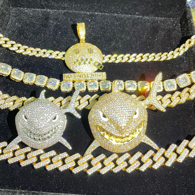 Hiphopメンズ6IX9INEラッパージュエリーアイスアウトブリンブリンCZ