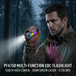 Lampe torche EDC WOSEN à double faisceau 4 en 1, laser vert 395nm UV, stroboscope rouge, lumière de travail COB magnétique RGB, 18 modes, lampe torche LED pour le camping - Product Image 3