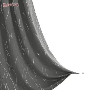 Fashion Star Foil Printed Thermal Blackout Curtains For Bedroom Ready Block Out Window Curtains For Living Room