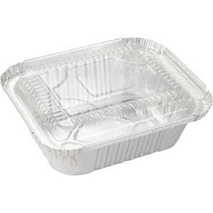 750cc 21*14*4cm Disposable Barquettes Aluminum PET Foil Trays Lids Food Grade <b>Takeaway</b> Traiteur <b>Containers</b> 8389 R1L - Product Image 3