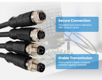 Cable de Alimentación Industrial con Clasificación de Impermeabilidad IP67, Macho a Hembra, PVC, M8, 3 Pines, 4 Pines, 6 Pines, 8 Pines, Código A