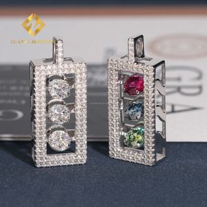 ชุดจี้เพชรแบบฮิปฮอปสุดเก๋สำหรับ925เครื่องทดสอบเพชรแบบพาสเมอร์ยอดนิยมพร้อมจี้เพชรโมอิส VVS1เงิน - Product Image 5