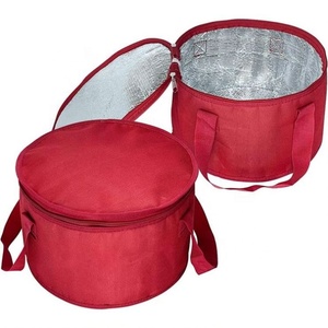 Custom Round Cooler Bag Reusable 600D Polyester Cylinder Insulated Lunch Tote Carry Bag With <b>Food</b> <b>Container</b> - Product Image 1