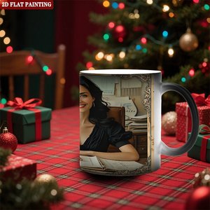 Solid Thickened Handle Comfort Mug Frosted Black 11oz <b>Ceramic</b> Heat Color Changing Drinking <b>Cup</b> - Product Image 2