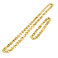 Ensemble de bijoux en acier inoxydable pour hommes, joaillerie européenne PVD 18K, plaqué or, en forme de grains de café, chaîne, collier de Hip hop, à la mode, 8 pièces