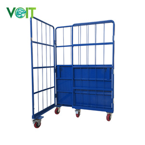 500KG लोड हो रहा है 4 पहिया स्टील Foldable भंडारण तार जाल फूस रोल पिंजरे ट्राली - Product Image 6