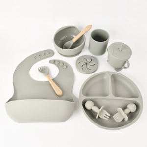 Ensemble de vaisselle en silicone de qualité alimentaire pour bébé, motif dessin animé, lot de dix, assiette d'apprentissage pour l'alimentation complémentaire <span class=keywords><strong>du</strong></span> bébé - Product Image 4