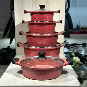 Juego de Utensilios de Cocina de Aluminio de 10 Piezas, Cacerola de Gran Capacidad de 20-32 cm para el Mercado de Oriente Medio, Fabricación <span class=keywords><strong>China</strong></span>, Lista para Enviar, Antiadherente - Product Image 4