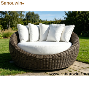 Chaise longue d'extérieur rotative toutes saisons, en <span class=keywords><strong>résine</strong></span> <span class=keywords><strong>tressée</strong></span> avec structure en aluminium - Product Image 4