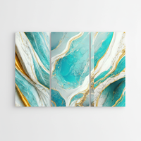 Panneau mural moderne auto-adhésif en PVC, marbre blanc turquoise avec rayures dorées, imperméable - Luxe facile pour chambre, cuisine, hôtel