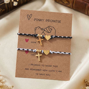 Conjunto de Pulseras Go2boho Pinky <span class=keywords><strong>Promise</strong></span>, Pulsera de Cuerda Trenzada con Dije de Corazón y Virgen María para Parejas, Regalo de San Valentín - Product Image 4