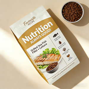 पुनर्जयोग्य एल्यूमीनियम पन्नी प्लास्टिक फ्लैट नीचे पालतू कुत्ते बिल्ली भोजन पैकेजिंग बैग जिपर के साथ बैग - Product Image 2