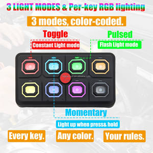 8 Gang RGB Touch Control Switch Panel Toggle Momentané Pulsé Strobe 12V 24V 60A SSR <span class=keywords><strong>Circuit</strong></span> Control Relay Box pour Voitures Nouveau - Product Image 3