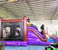 Château gonflable d'Halloween en forme de citrouille avec toboggan, structure de jeu gonflable d'Halloween pour la location