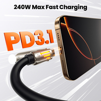 Câble de chargeur USB C Toocki 240W, charge rapide PD, 2m, flexible, anti-emmêlement, pour Mac/iPhone/Tablette