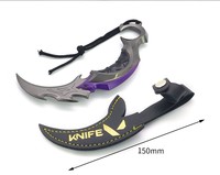 Réplica de Arma Valorant Reaver Karambit Edición Funda de Cuero, Réplica de Metal Completo para Decoración, Réplica Valorant Reaver Karambit 15cm 112g