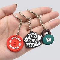 Porte-clés en caoutchouc PVC 3D personnalisé pour bouteille shaker sportive, équipement de fitness, haltères et kettlebells, vente en gros