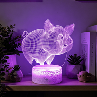Belle Piggy 7/16 Couleur Veilleuse 3D Illusion Télécommande LED Veilleuse Pour Enfants Bébé Sommeil Veilleuse