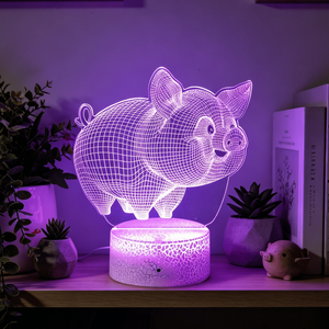 Belle Piggy 7/16 Couleur <span class=keywords><strong>Veilleuse</strong></span> 3D Illusion Télécommande LED <span class=keywords><strong>Veilleuse</strong></span> Pour Enfants Bébé Sommeil <span class=keywords><strong>Veilleuse</strong></span> - Product Image 2