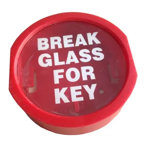 红色玻璃中的紧急钥匙盒可获取钥匙