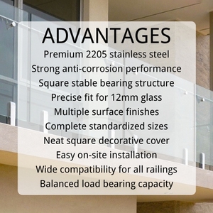 Support en verre Aleader en acier inoxydable 2205, fixation carrée encastrée pour clôture de <span class=keywords><strong>piscine</strong></span> en verre de 12 mm, modèle LS-BSF-L - Product Image 2