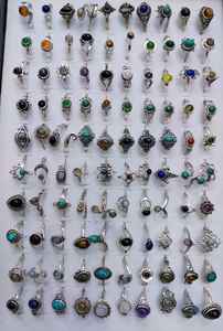 Bague en laiton de style bohème, bijoux fantaisie en gros, or et argent, pour elle, bague vintage avec pierres précieuses. - Product Image 2