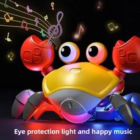 Jouet musical rechargeable pour bébé en forme de crabe rampant avec évitement d'obstacles par induction, lumière LED et jouets sensoriels pour le temps sur le ventre pour enfants